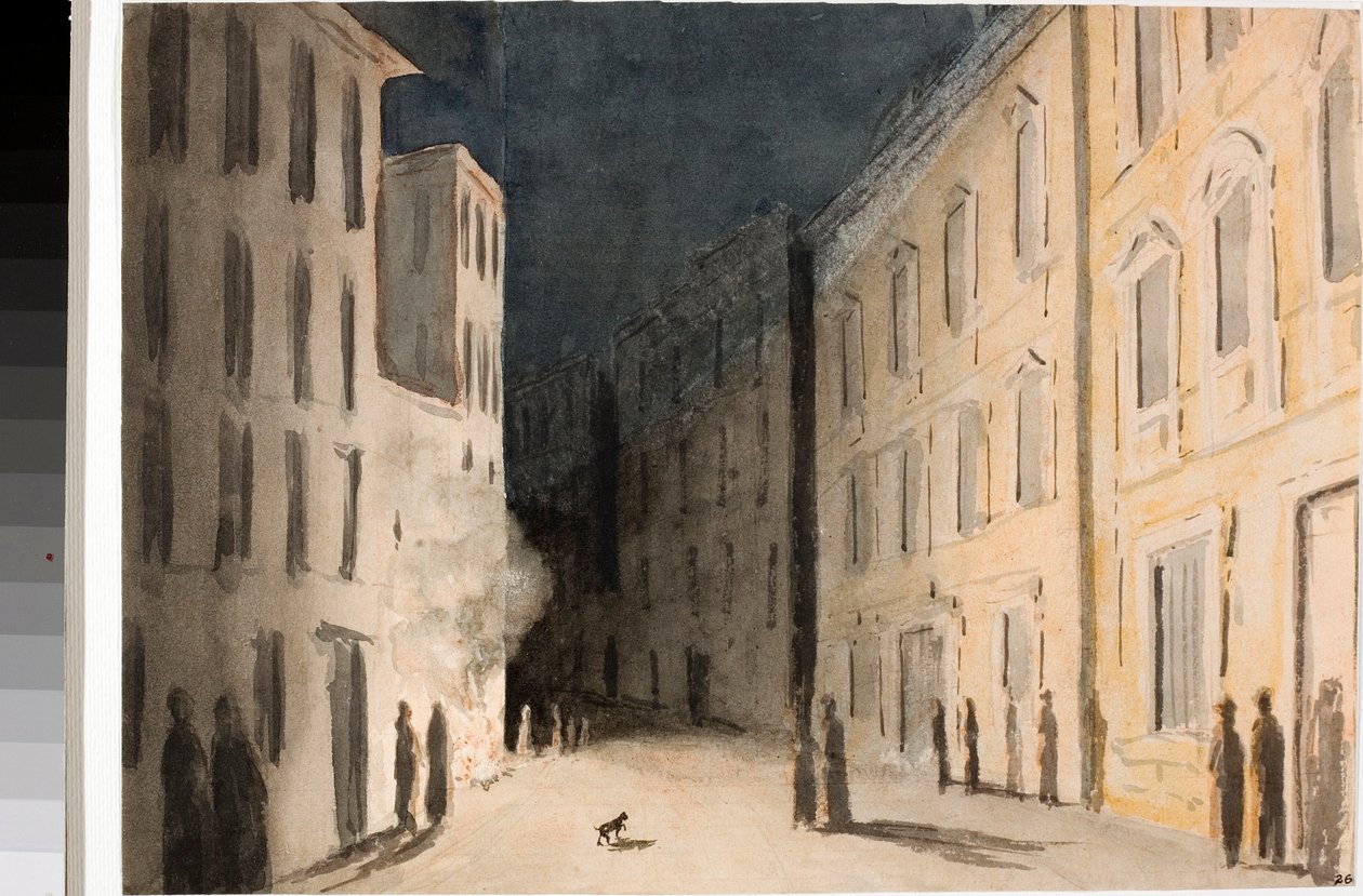 Perspektiv av Strada Nuovissima i Genua (akvarell, ca 1825) av Luigi Garibbo