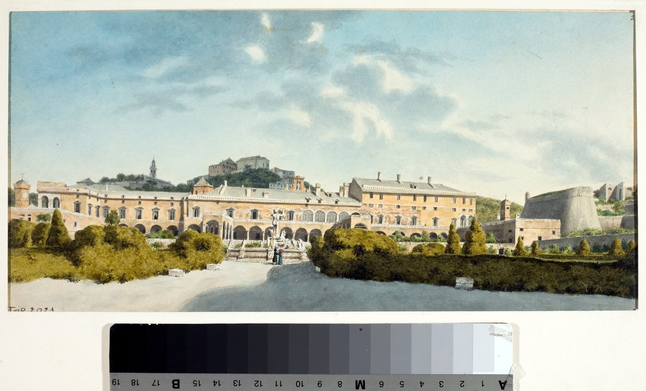 Doriapalatset i Fassolo, Italien (akvarell, ca 1825) av Luigi Garibbo