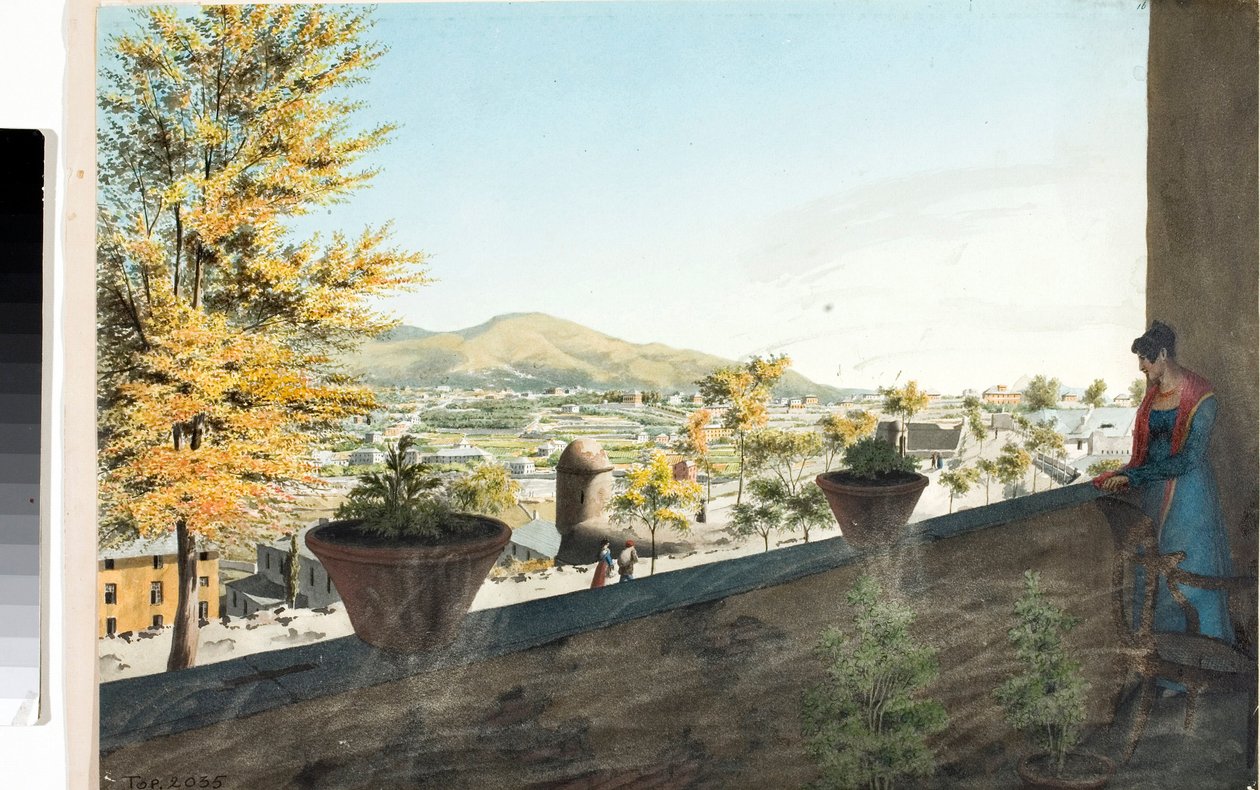 Områdena i Genuas periferi (teckning och akvarell, ca 1825) av Luigi Garibbo