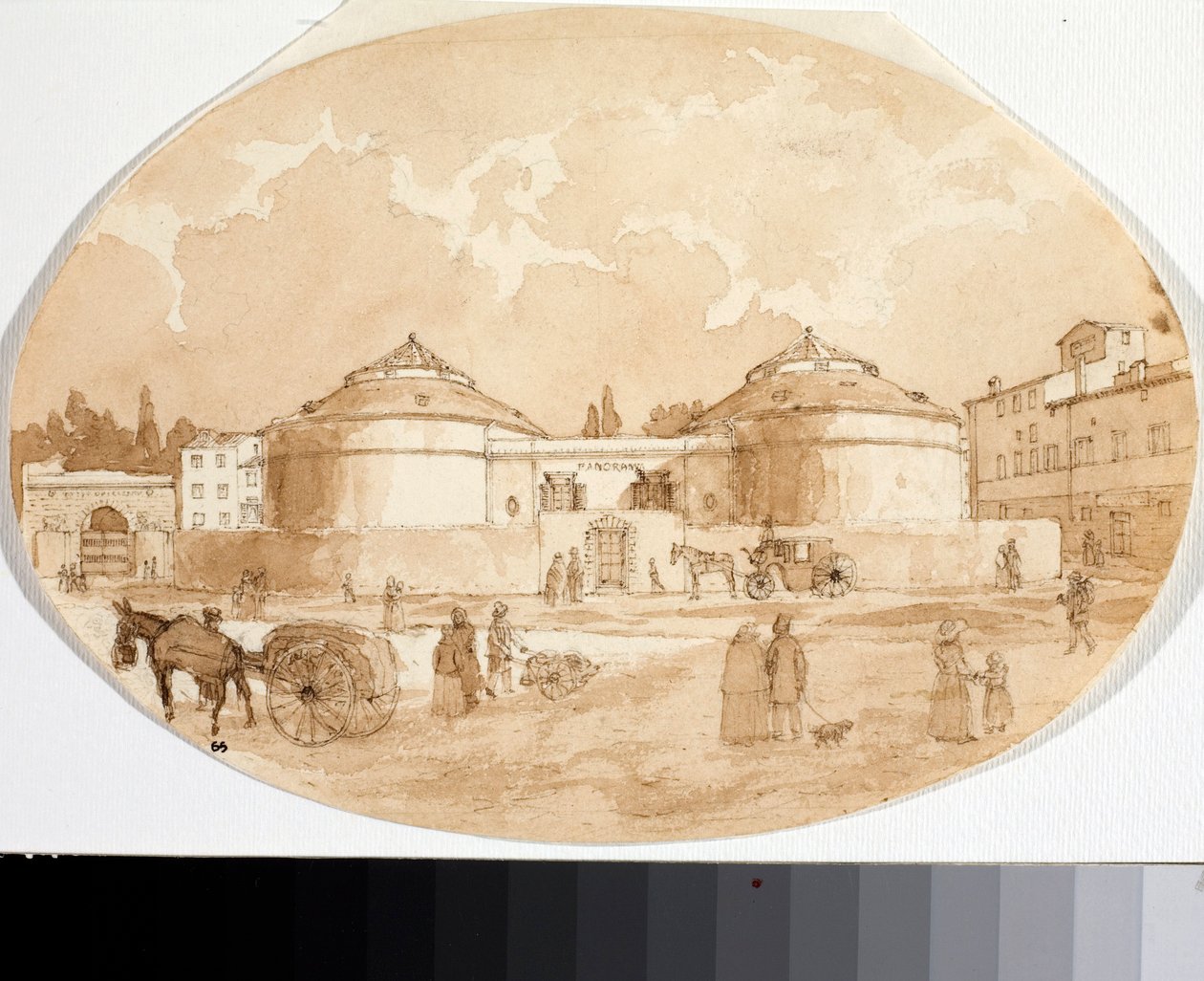 Utsikt över Porta al Prato-torget i Florens (bläck och akvarell av Luigi Garibbo