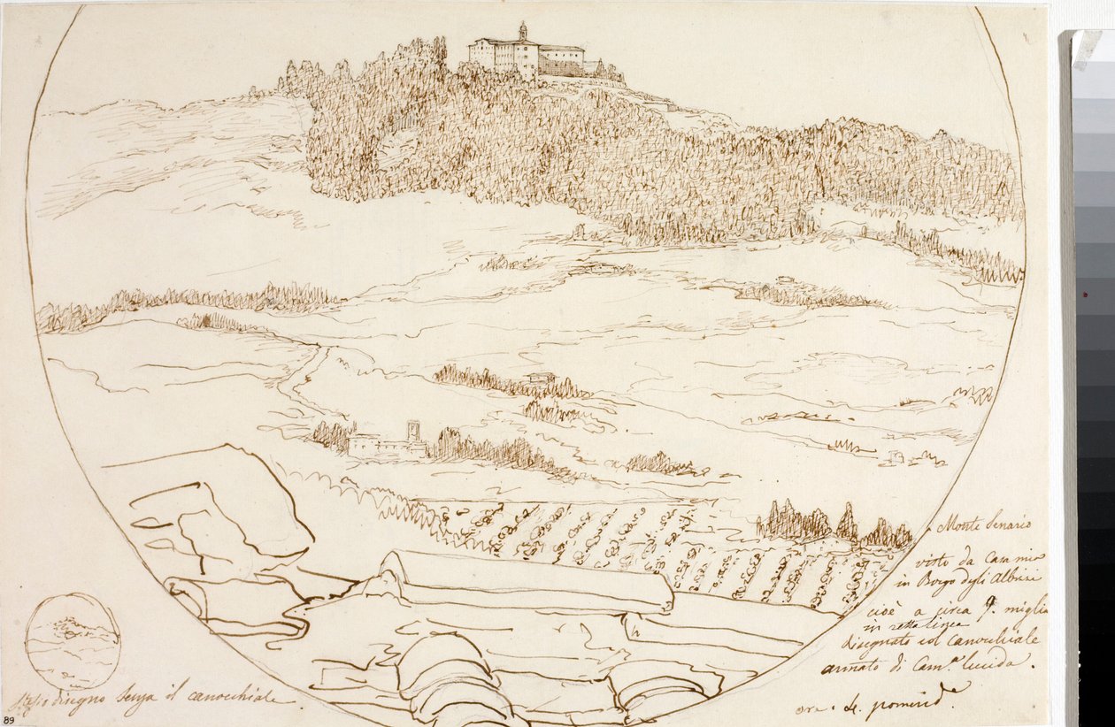 Utsikt över Monte Senario nära Florens (teckning, ca 1833) av Luigi Garibbo