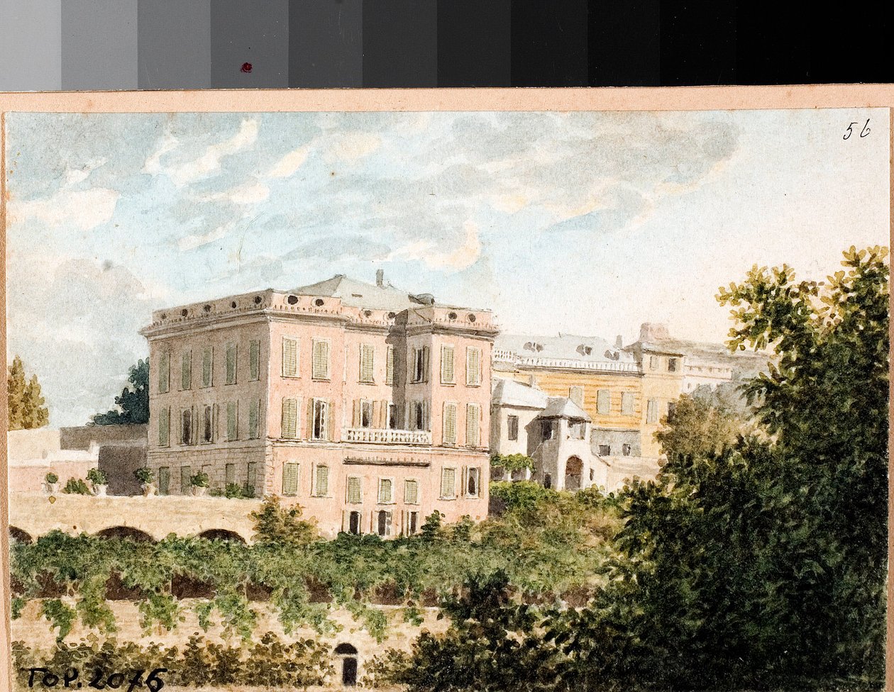 Utsikt över villa Cambasio, Genua (akvarell, ca 1820) av Luigi Garibbo