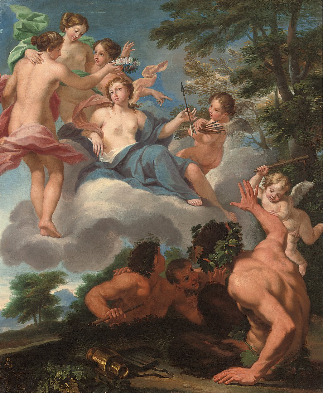 Allegory of Love Conquering Lust (olja på duk) av Luigi Garzi