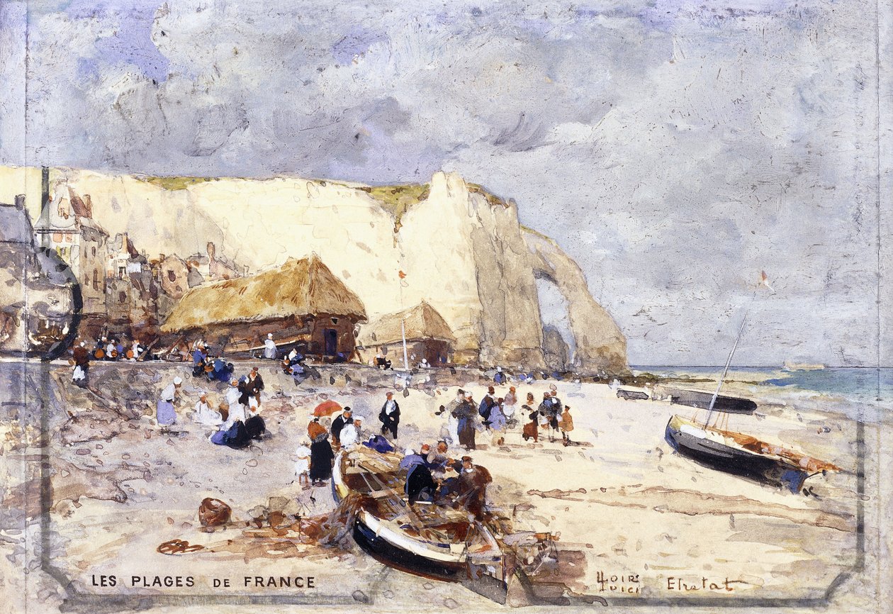 Stranden vid Etretat, av Luigi Loir