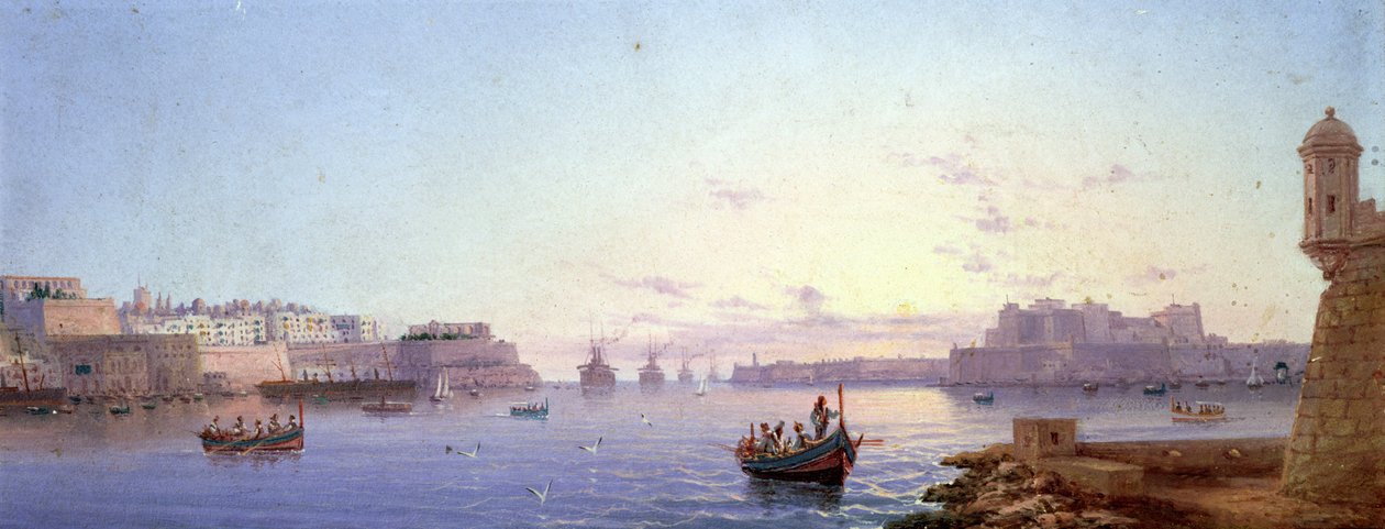 The Grand Harbour, Valletta (bräda) av Luigi Maria Galea