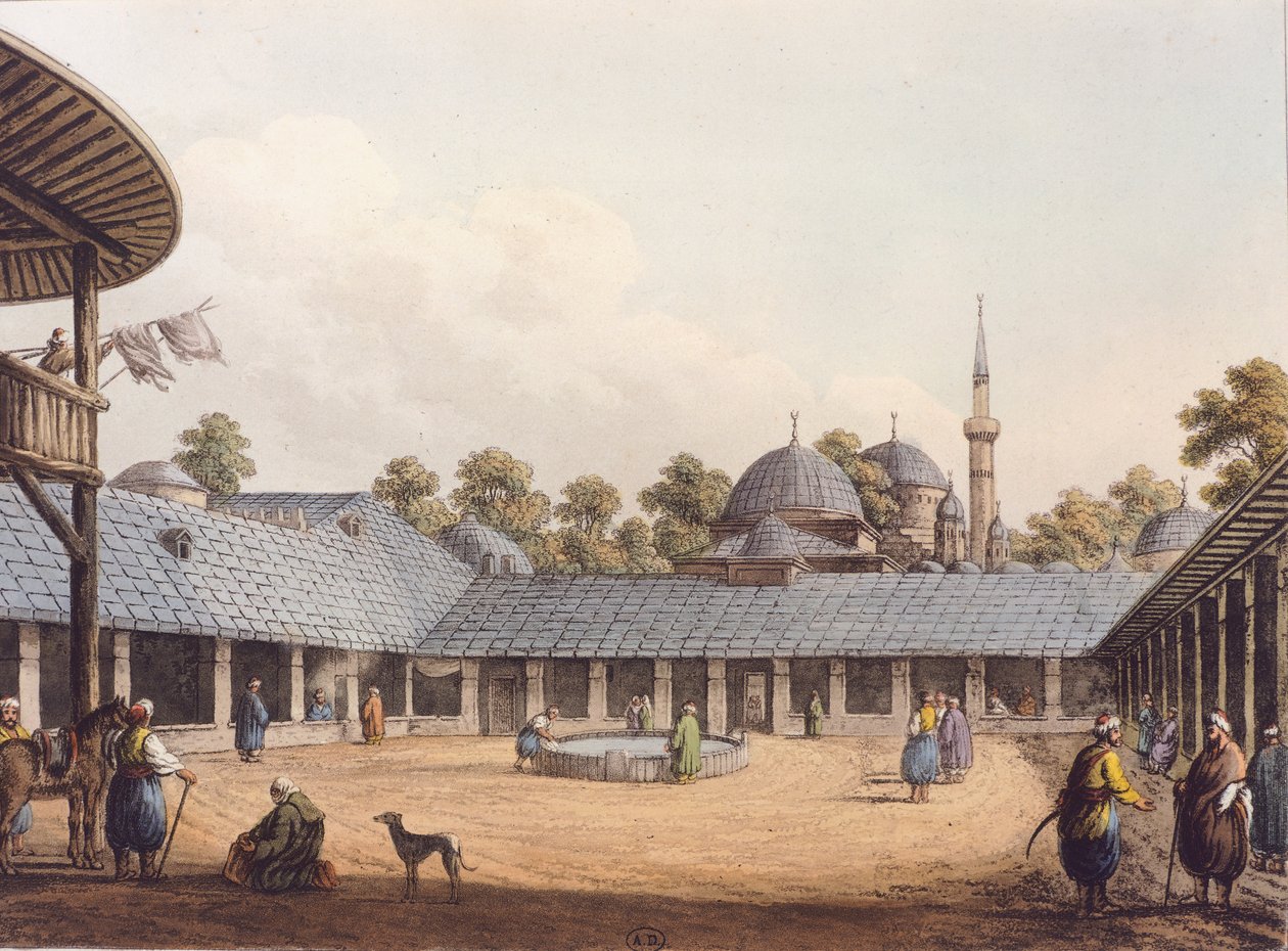 Borgas Caravanserai, av Luigi Mayer, Rumänien Gravyr av Luigi Mayer