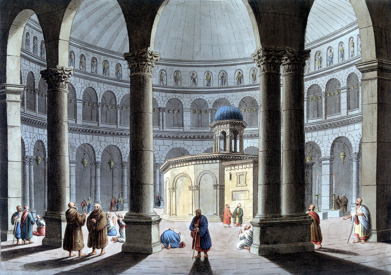 Heliga gravens kyrka i "" Vy över det ottomanska väldet i Europa i Asien och andra Medelhavsöar"". Från originalteckningar av Luigi Mayer, London av Luigi Mayer