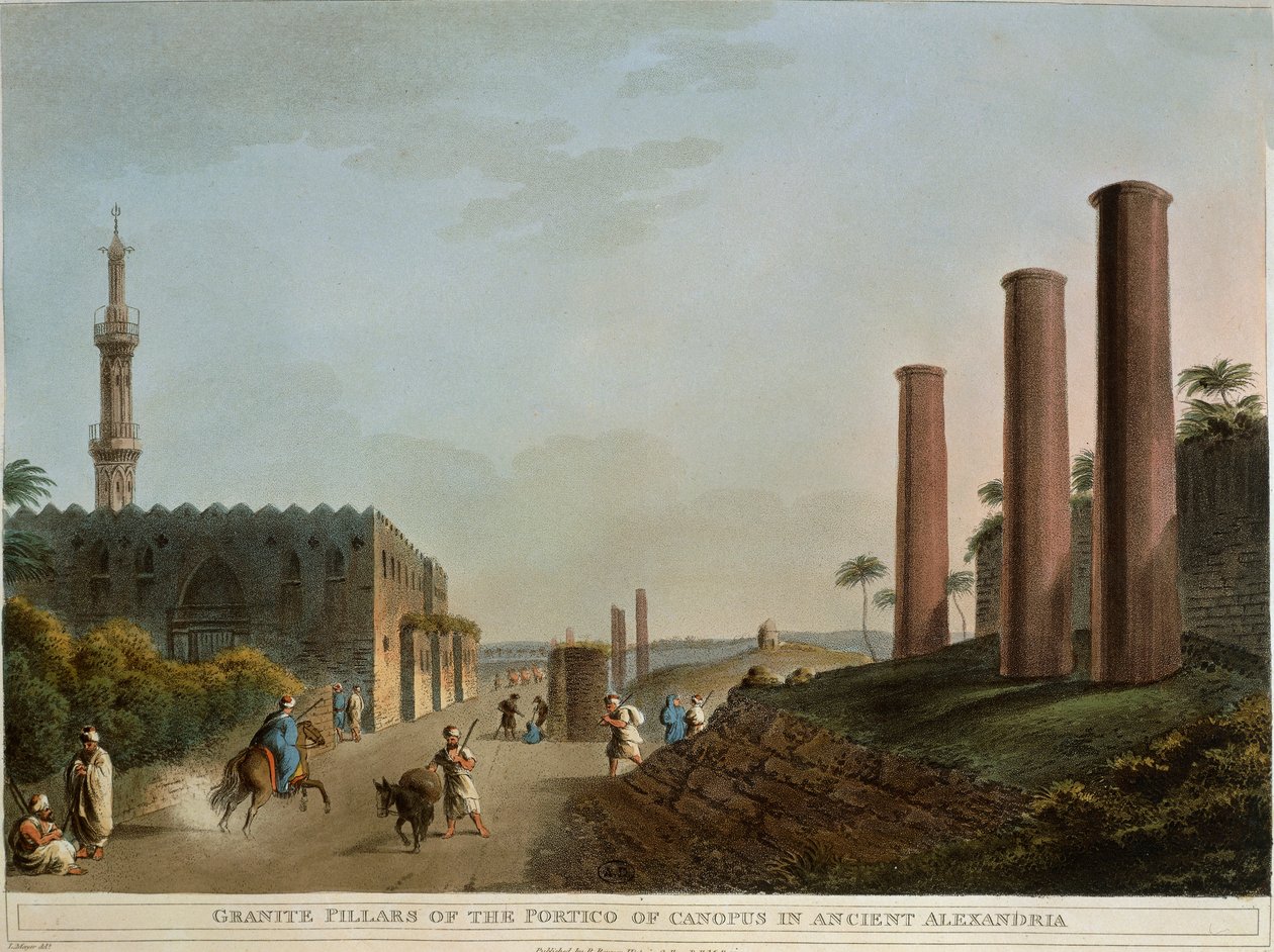 Egypten, Alexandria, Granitpelare i Canopus portik av Luigi Mayer av Luigi Mayer