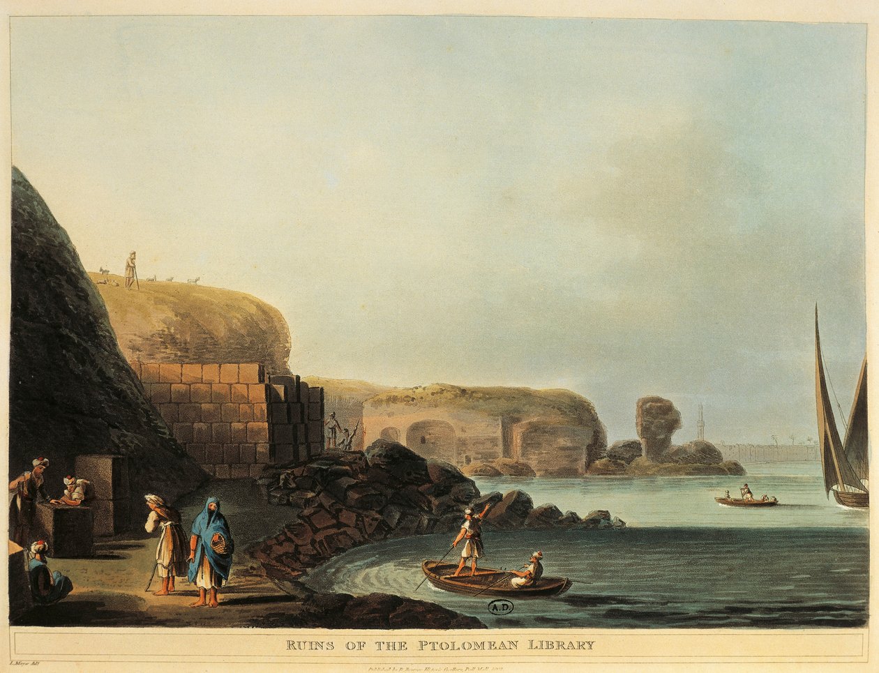 Egypten, Alexandria, ruinerna av Ptolemaios bibliotek av Luigi Mayer av Luigi Mayer