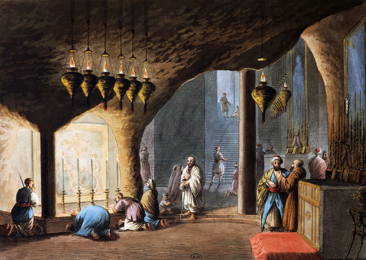 Födelsekyrkans grotta, Jerusalem av Luigi Mayer