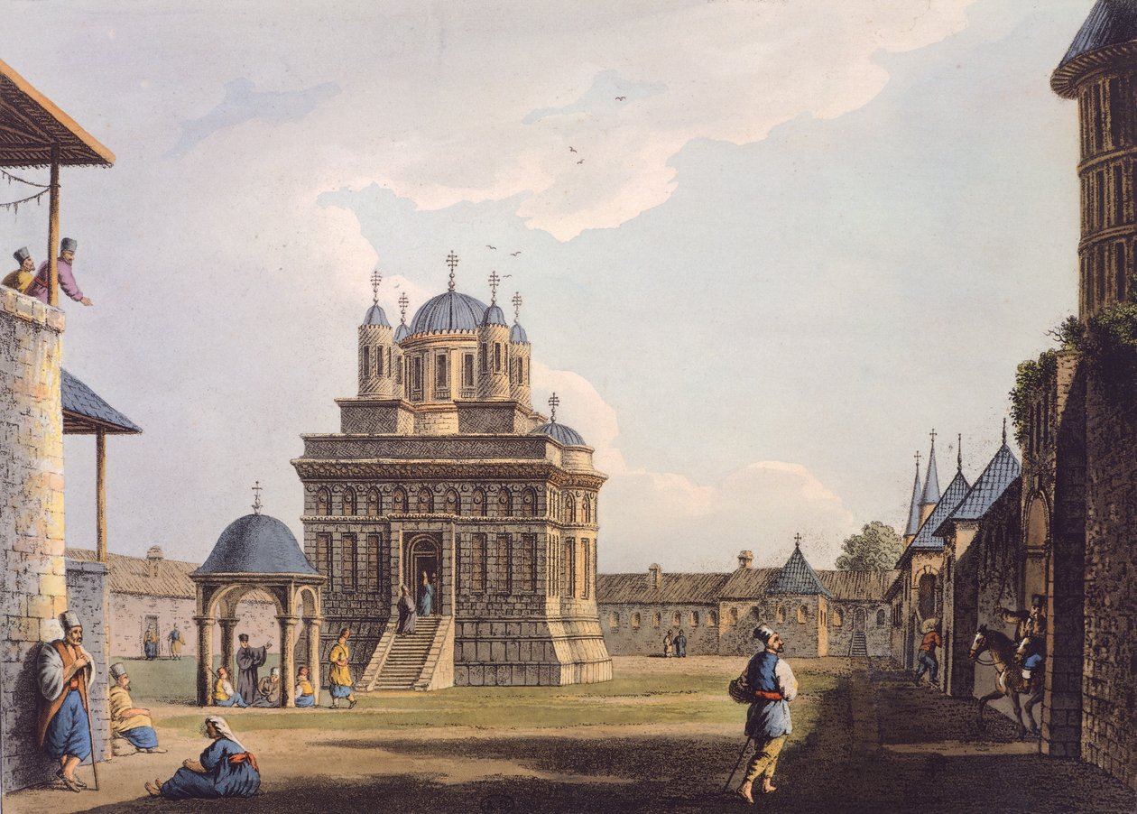 Santa Maria kloster, av Luigi Mayer, Grekland 1800-talsgravyr av Luigi Mayer