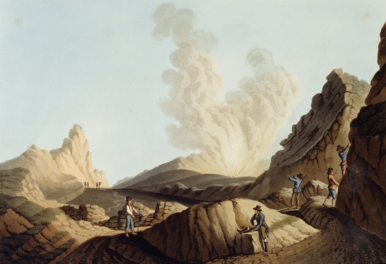 Ön Stromboli, krater av Luigi Mayer