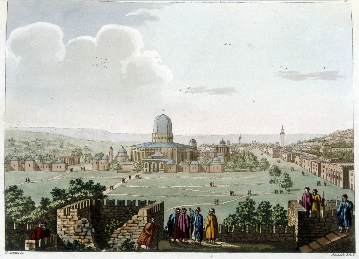 Salomons tempel (Moskén i Jerusalem) - i "" Utsikter i de ottomanska dominionerna, i Europa, i Asien och några av Medelhavsöarna""" från originalteckningarna tagna av Luigi Mayer, London av Luigi Mayer