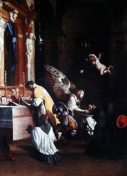 The Last Communion of St. Bonaventure (olja på duk) av Luigi Mirandori