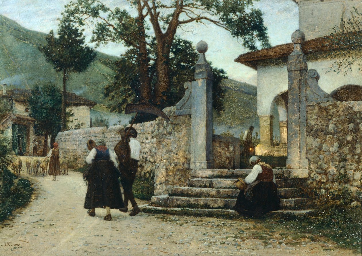 Mot kvällen i Coltura, av Luigi Nono (1850-1918), olja på duk, 47,5 cm x67. av Luigi Nono
