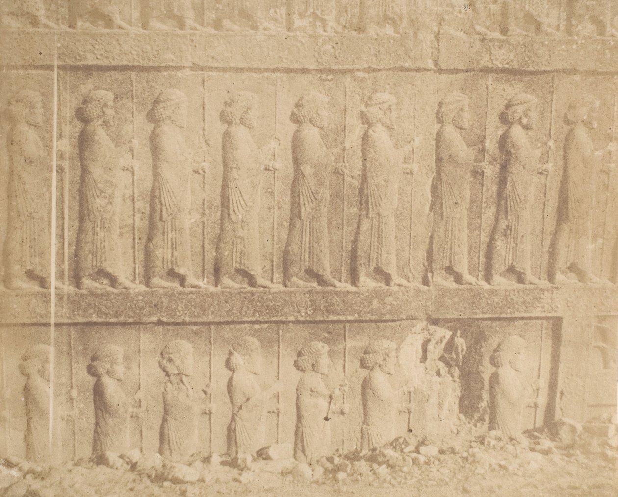 Procession på fasaden av den stora trappan, 1858. av Luigi Pesce