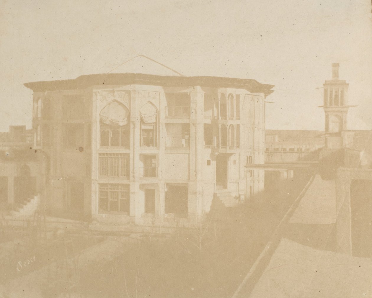 Teheran. Premiärministerns hus Nezanneh, 1858. av Luigi Pesce