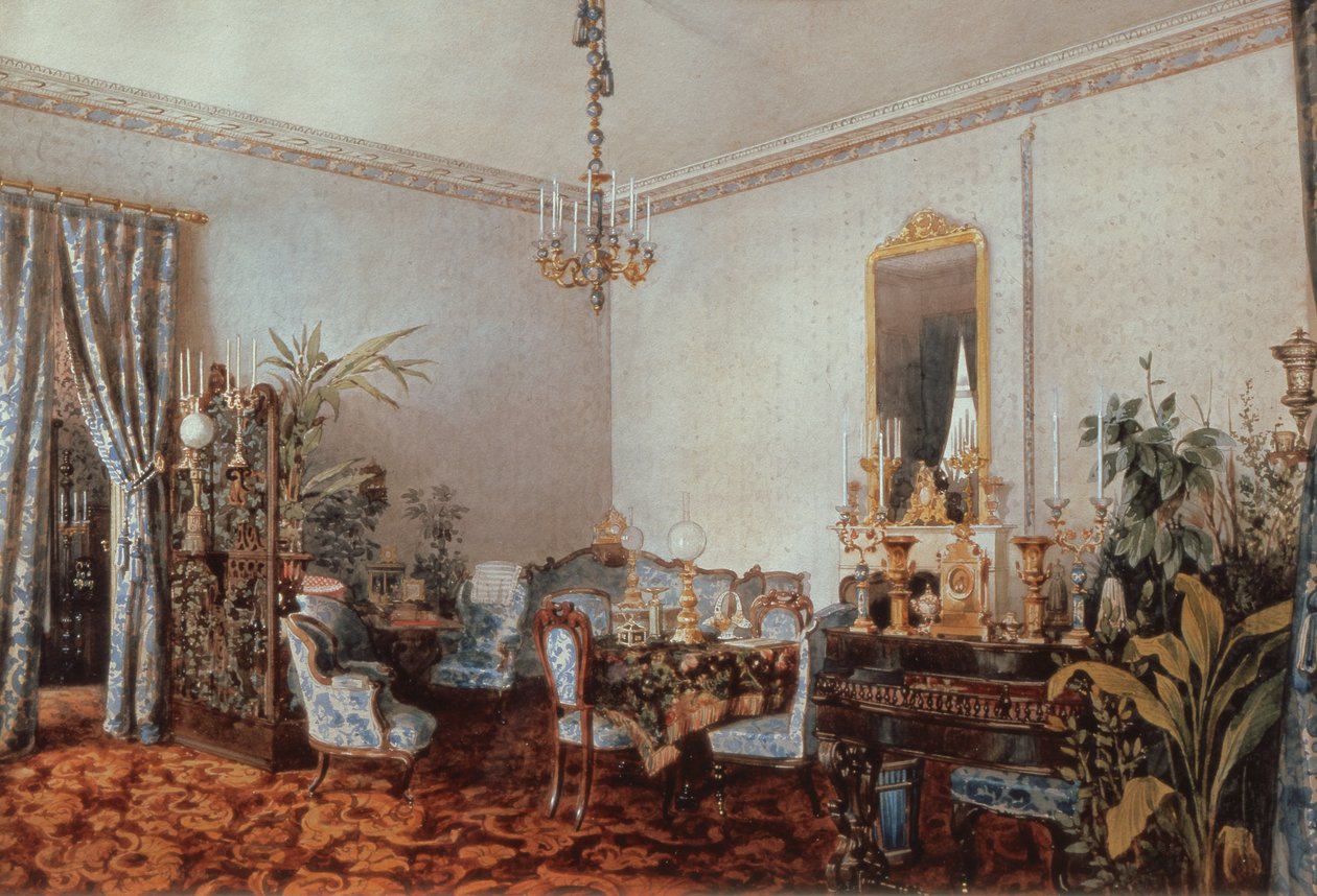 Varvara Obreskoffs Salong, 1848 (toalett på papper) av Luigi Premazzi