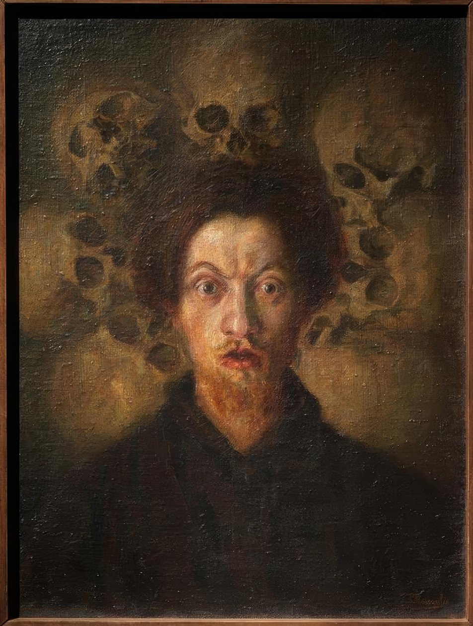 Självporträtt med dödskallar av Luigi Russolo