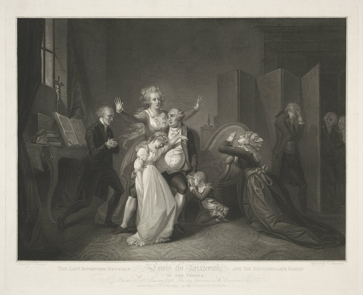 Sista träffen för Ludvig XVI och hans familj av Luigi Schiavonetti