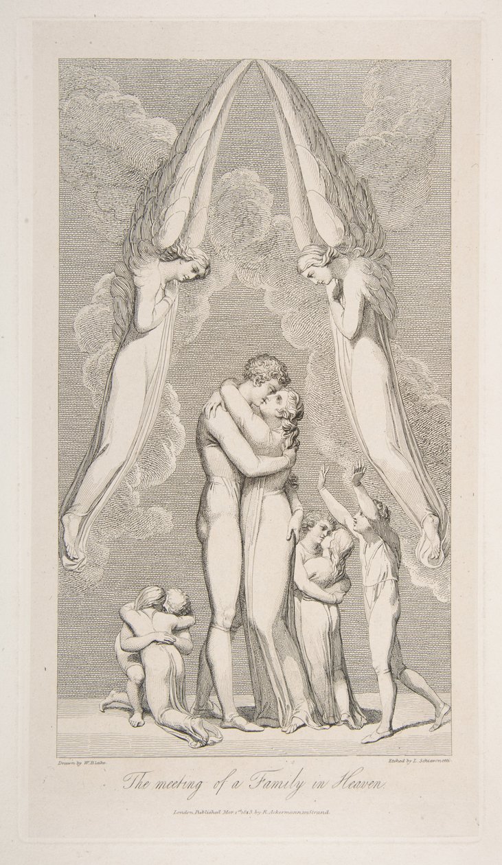 The Meeting of a Family in Heaven, från The Grave, en dikt av Robert Blair, 1 mars 1813. av Luigi Schiavonetti