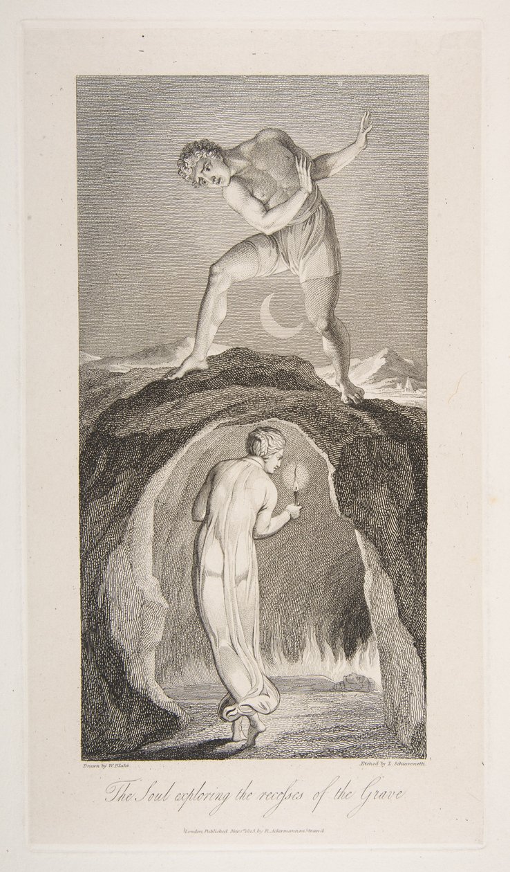 The Soul Exploring the Recesses of the Grave, från The Grave, en dikt av Robert Bl..., 1 mars 1813. av Luigi Schiavonetti