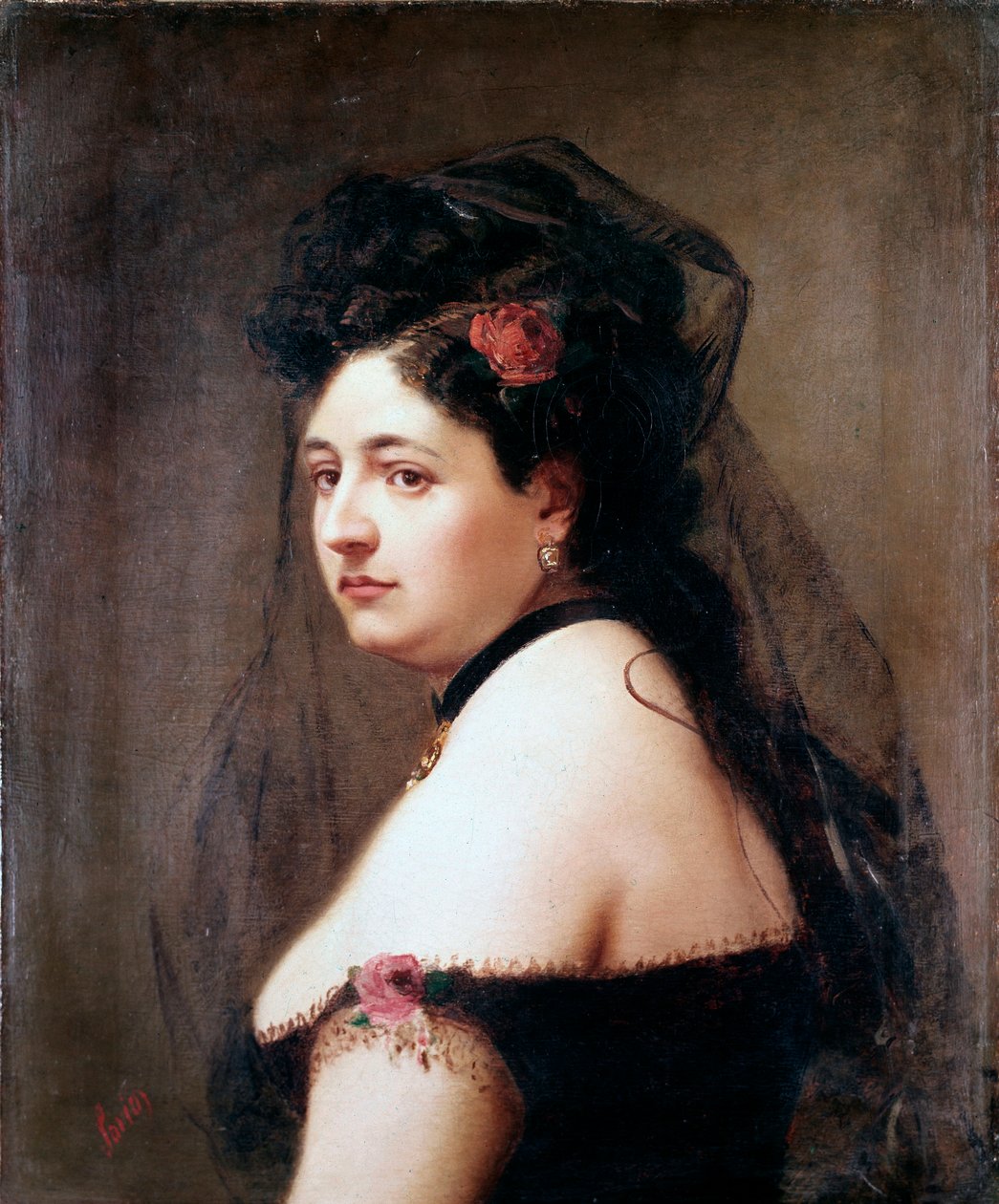 Porträtt av Elisabetta Galletti Gianoli, italiensk sångerska (målning av Luigi Sorio