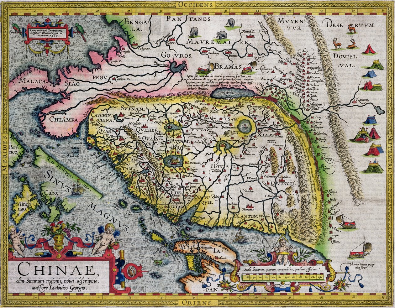 Den första västerländska atlaskartan över Kina, från Ortelius Theatrum-atlasen, 1584 av Luis Jorge de Barbuda
