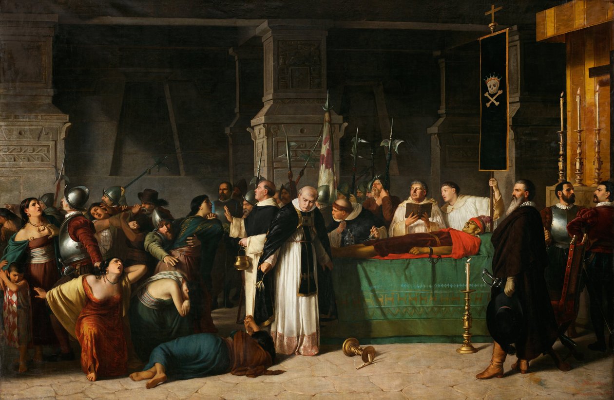 The Funerals of Inca Atahualpa av Luis Montero