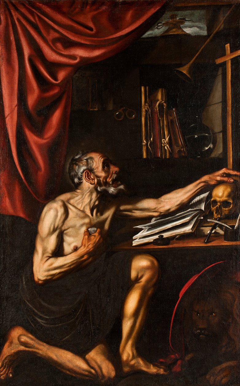 St Jerome Doing Penance in his Study av Luis Tristan de Escamilla