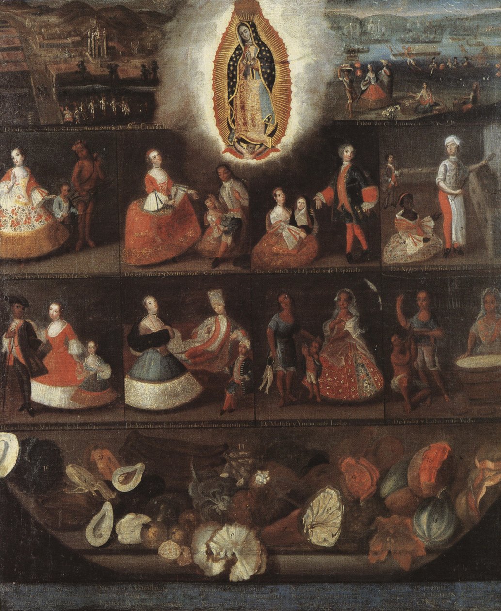 Casta målning av Jungfrun av Guadalupe av Luis de Mena