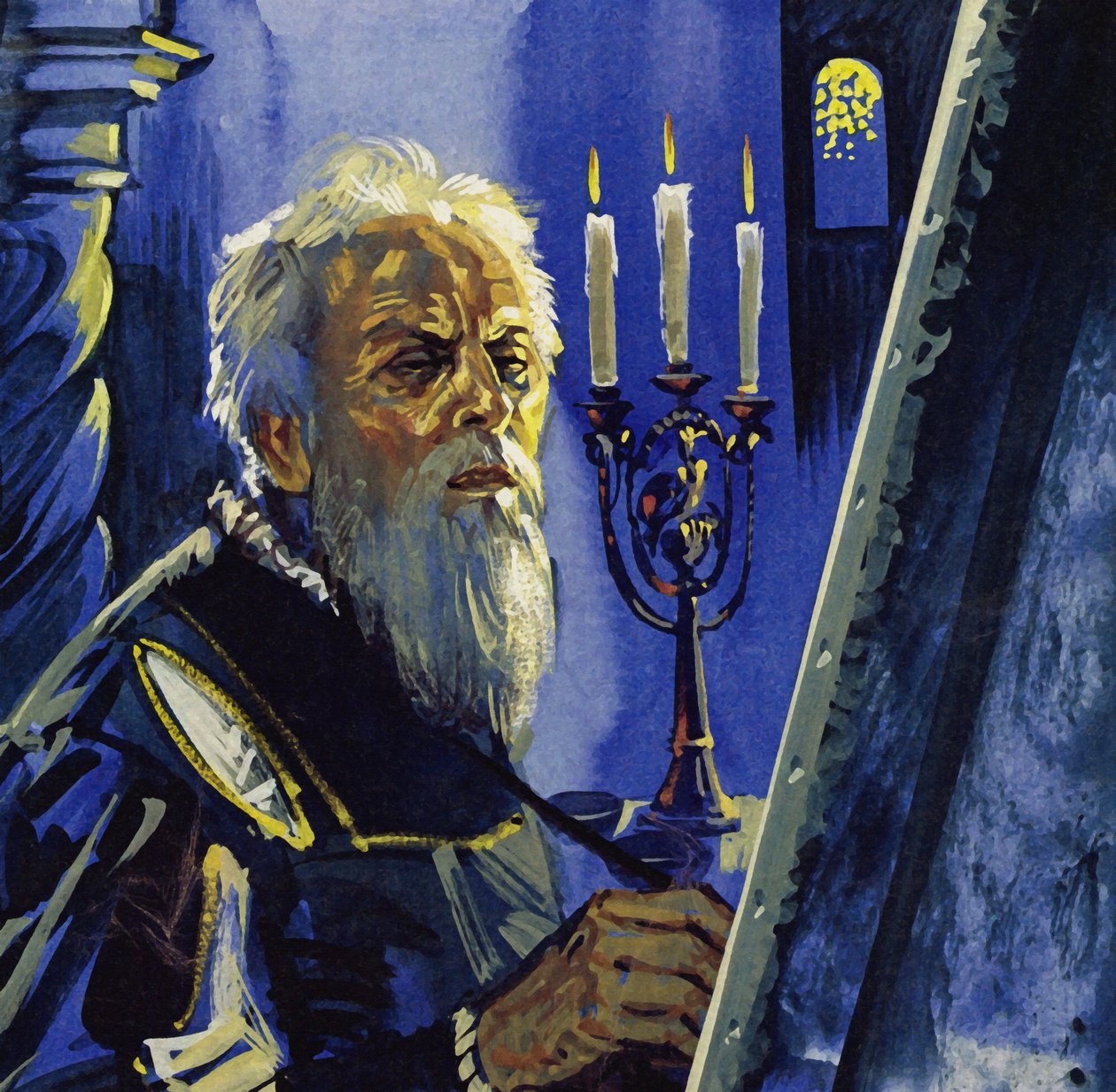 Vid 75 års ålder drabbades Tizian av försämrad syn (färglitografi) av Luis Arcas Brauner