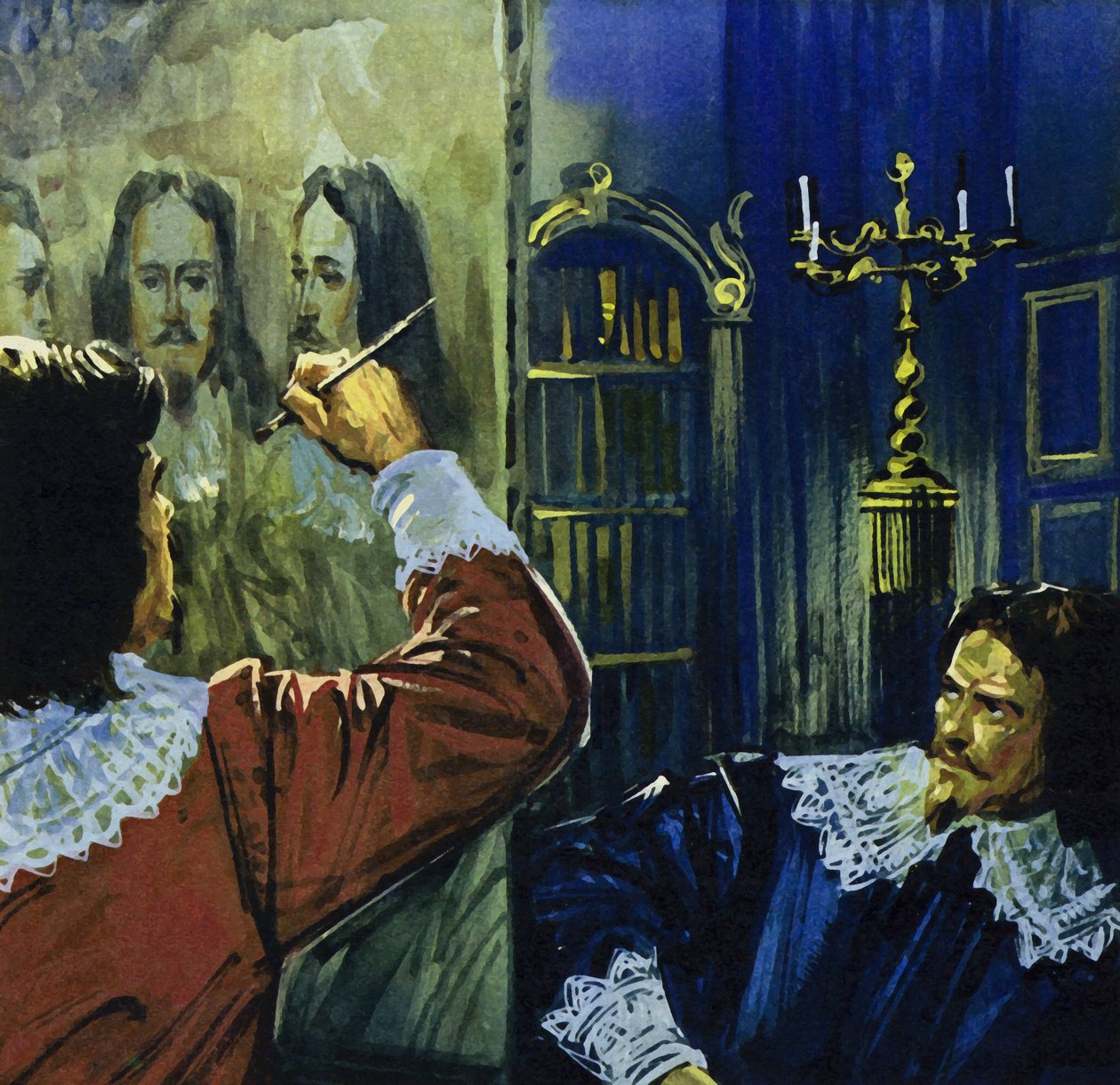 Kung Karl I bjöd Van Dyck till England för att måla hans porträtt (färglitografi) av Luis Arcas Brauner