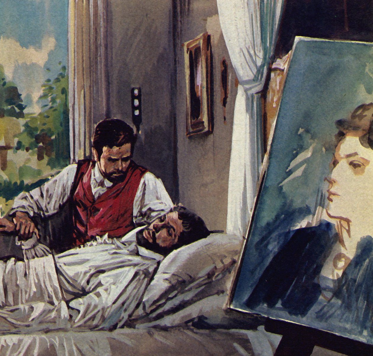 Manet dog i famnen på sin vän Chabrier (färglitografi) av Luis Arcas Brauner