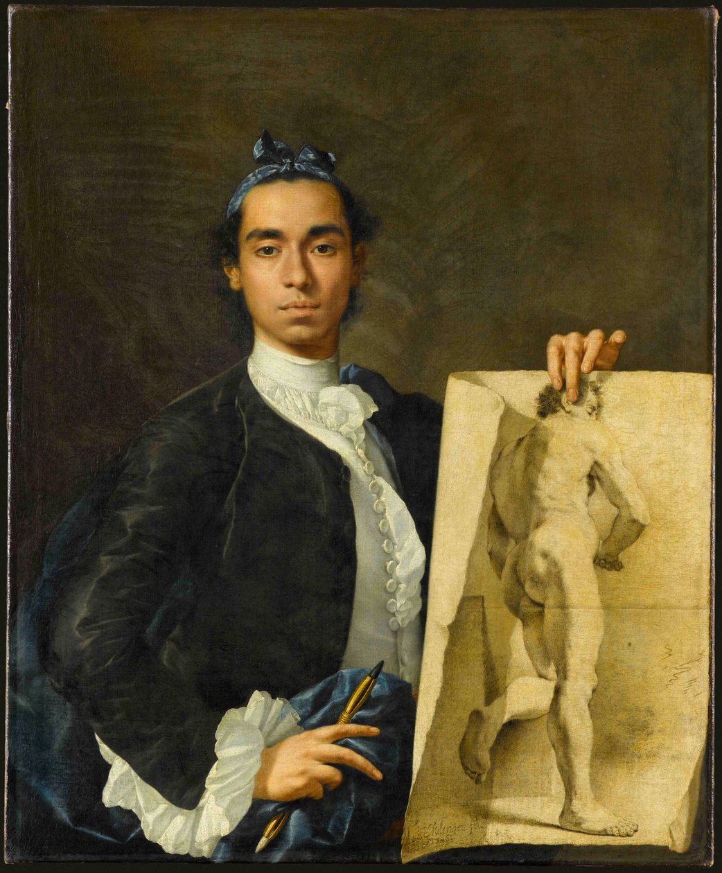 Självporträtt som håller en akademisk studie, 1746. av Luis Egidio Melendez