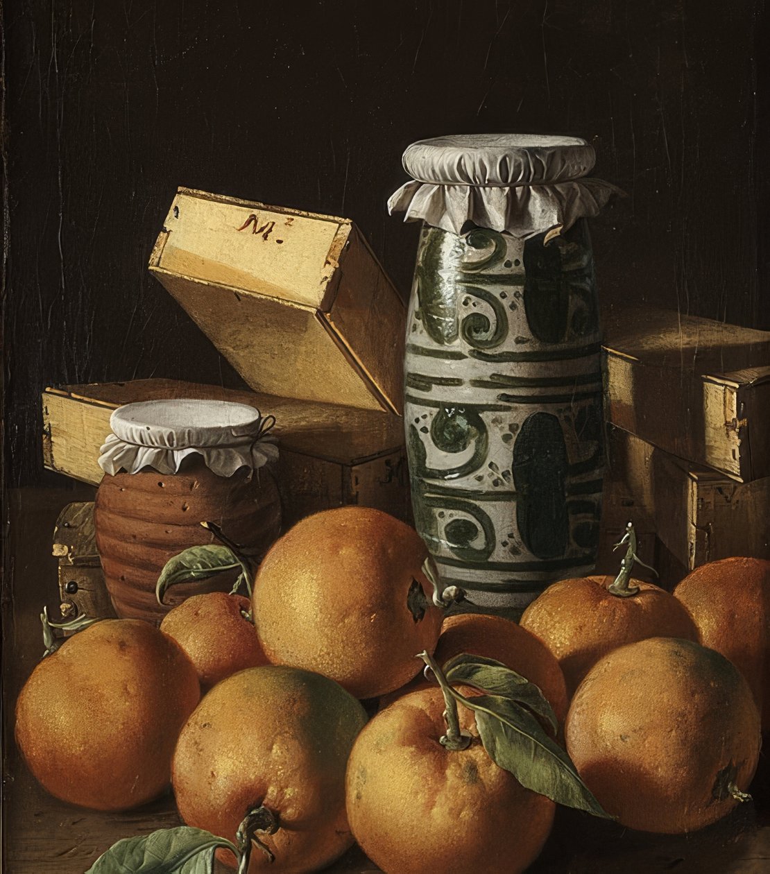 Stilleben med apelsiner och godis. Omkring 1764-65 av Luis Egidio Melendez