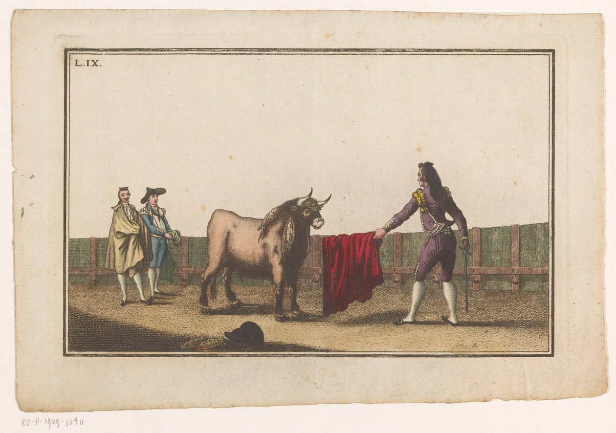 Matador utmanar en tjur Coleccion de las principales suertes de una corrida de toros (serietitel) Samling av de viktigaste manövrarna inom tjurfäktning (serietitel) av Luis Fernandez Noseret