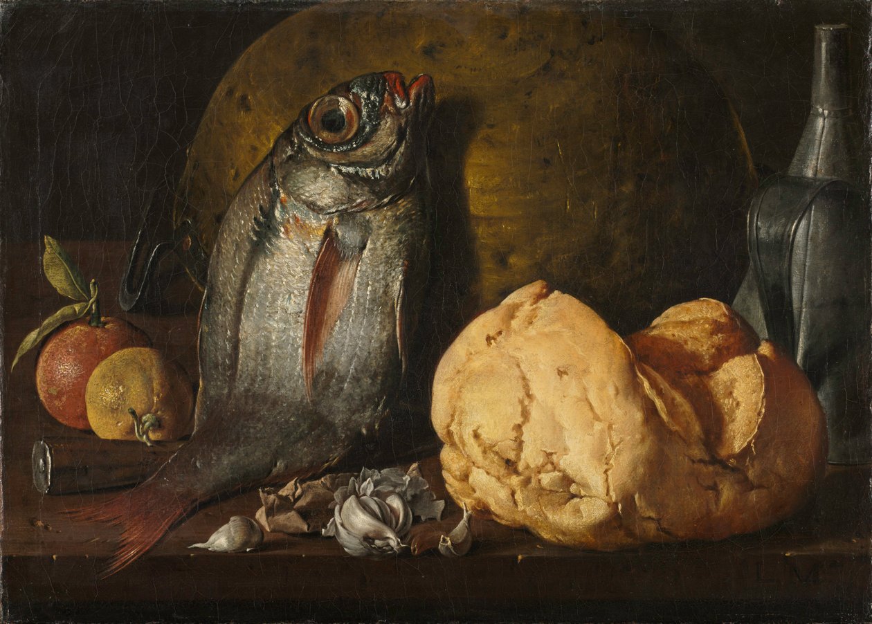 Stilleben med fisk, bröd och vattenkokare, ca. 1772. av Luis Egidio Melendez