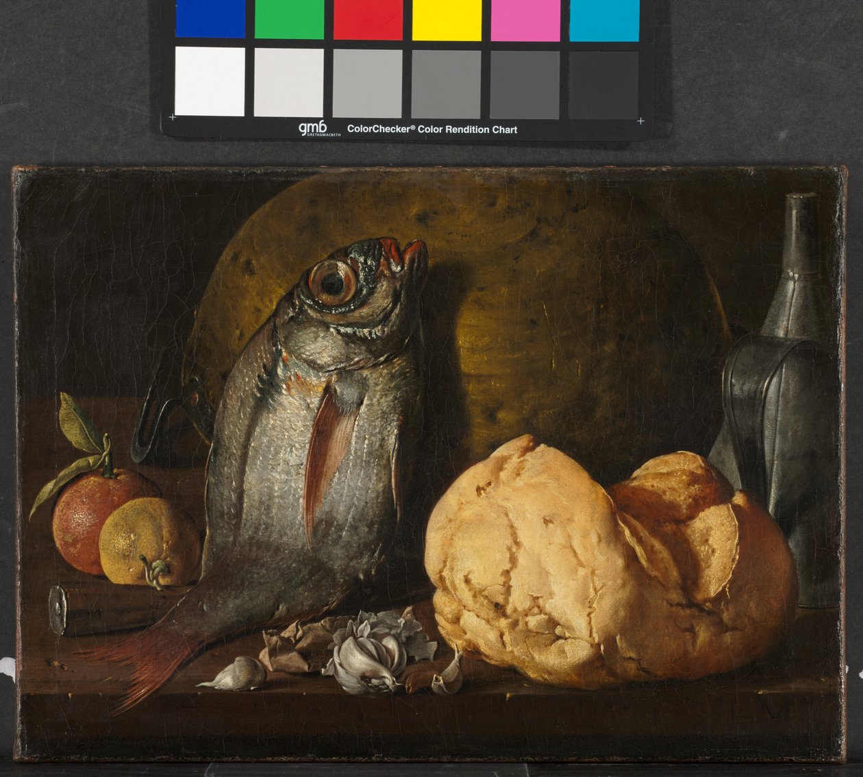 Stilleben med fisk, bröd och vattenkokare, c.1772 av Luis Menendez or Melendez