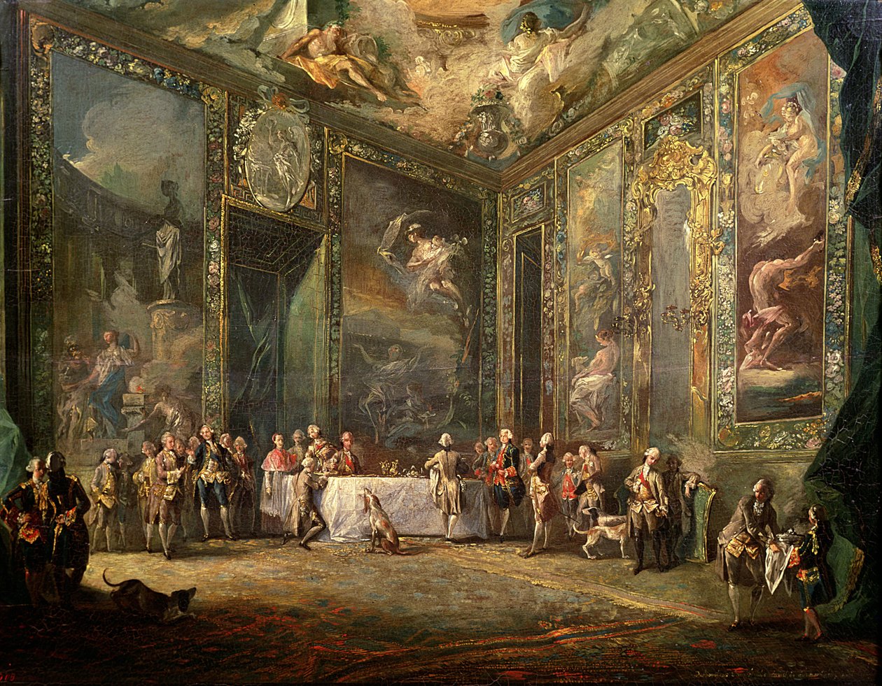 Charles III (1716-88) de Borbon, lunch inför sitt hov, ca 1770 av Luis Paret y Alcazar