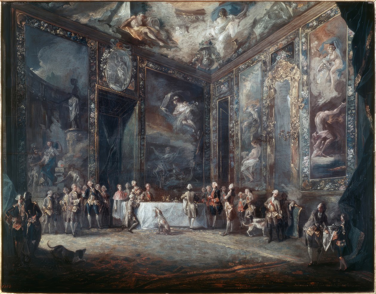 Karl III äter middag i närvaro av hovet av Luis Paret y Alcazar