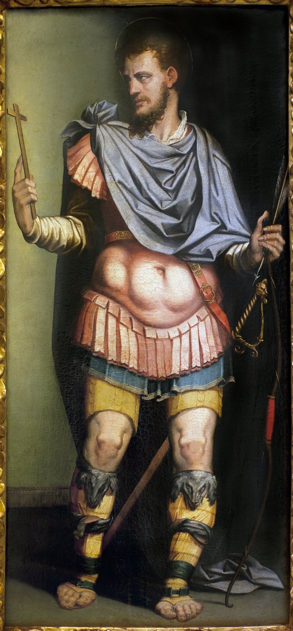 San Sebastian (martyr från 300-talet). Målning av Luis de Vargas (1505-1567). Museum of Fine Arts i Sevilla, Spanien. av Luis de Vargas