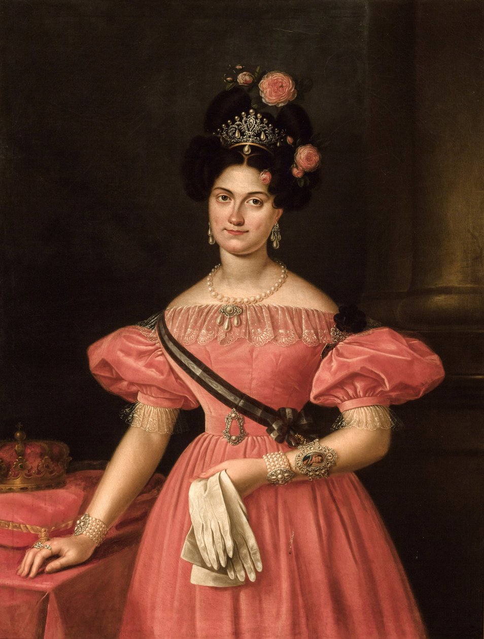 Marie-Christine de Bourbon-Siciles - Nyklassicism: Porträtt av Maria Christina av de två Sicilierna (1806-1878) av Cruz y Rios, Luis de la (1776-1853) av Luis de la Cruz y Rios