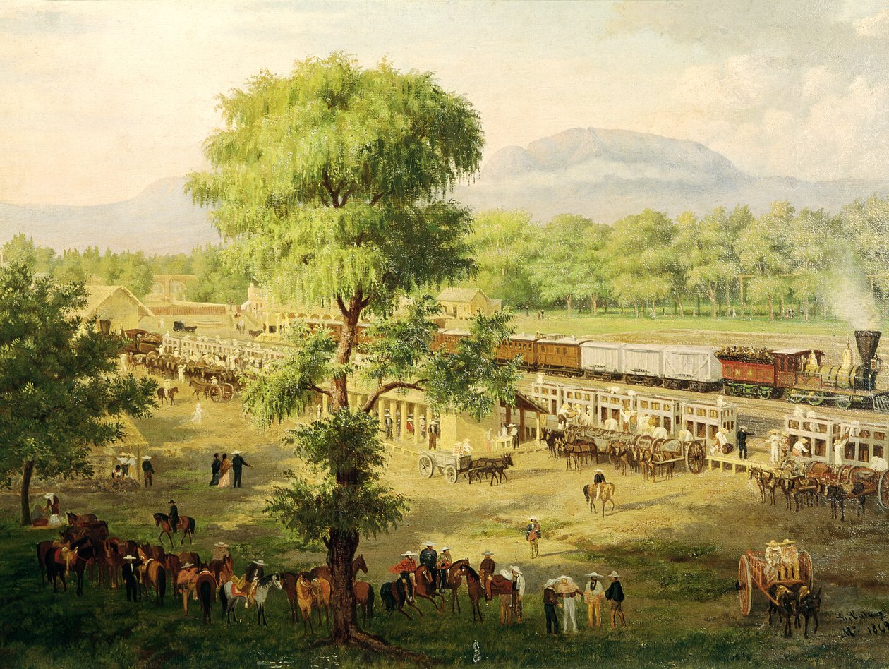 Järnväg i Mexikos dal, 1869 av Luiz Coto