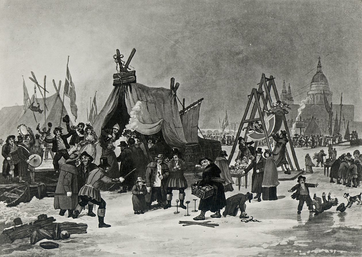 Mässan på Themsen, 4 februari 1814, gravyr av Reeve av Luke Clennell