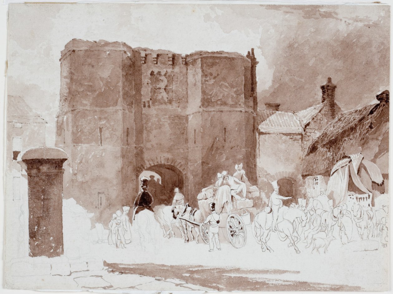 Hotspur Tower, Alnwick (penna och akvarell på papper) av Luke Clennell