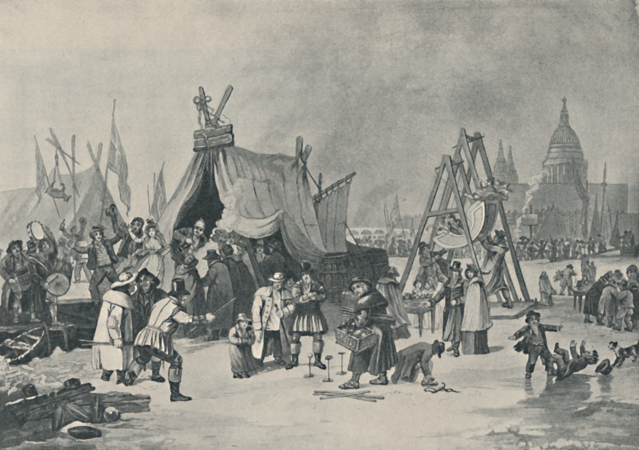 Mässan på den frusna Themsen, 1814, 1920 av Luke Clennell