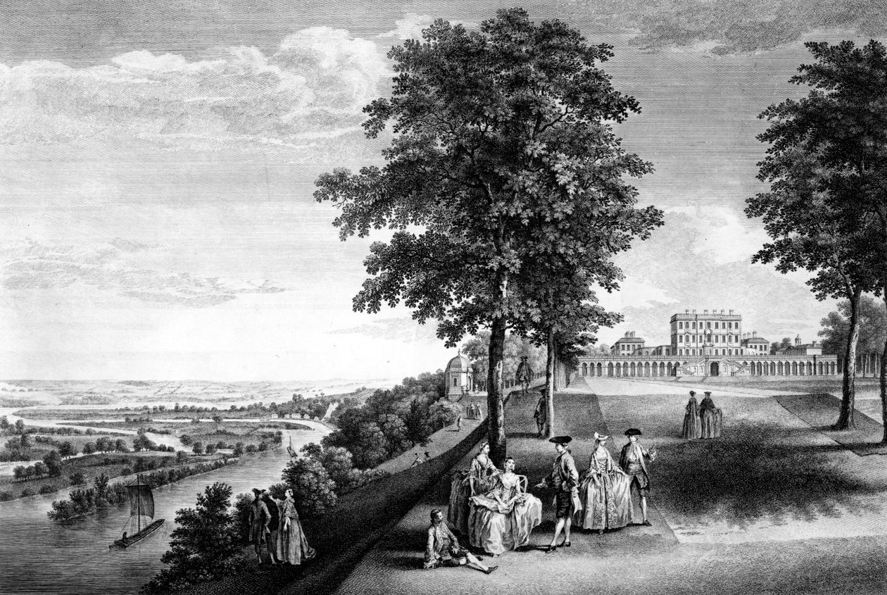 En utsikt över Cliveden i Buckinghamshire, säte för den höge hedersmannen Earl of Inchiquin, 1759 av Luke Sullivan