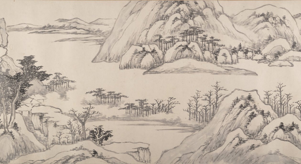 Flodlandskap på hösten, daterad 1661. av Luo Mu