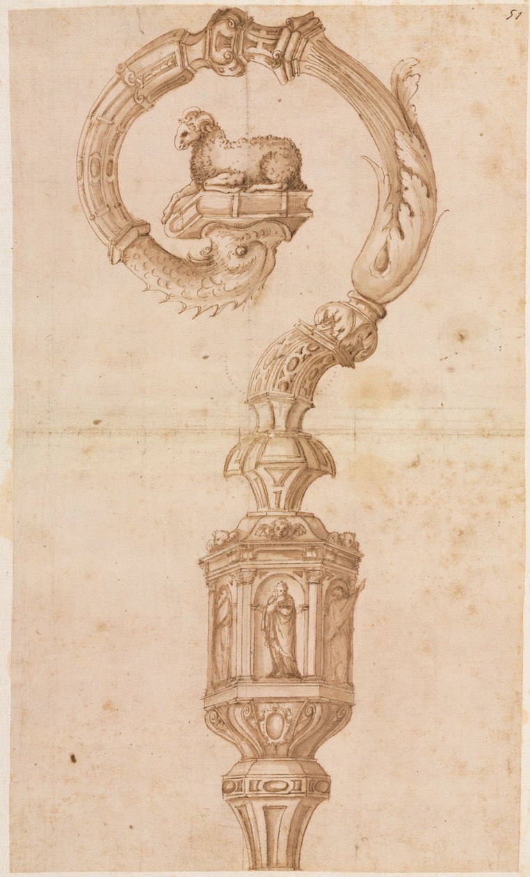 Design för en Crozier, mitten av 1500-talet. av Luzio Romano